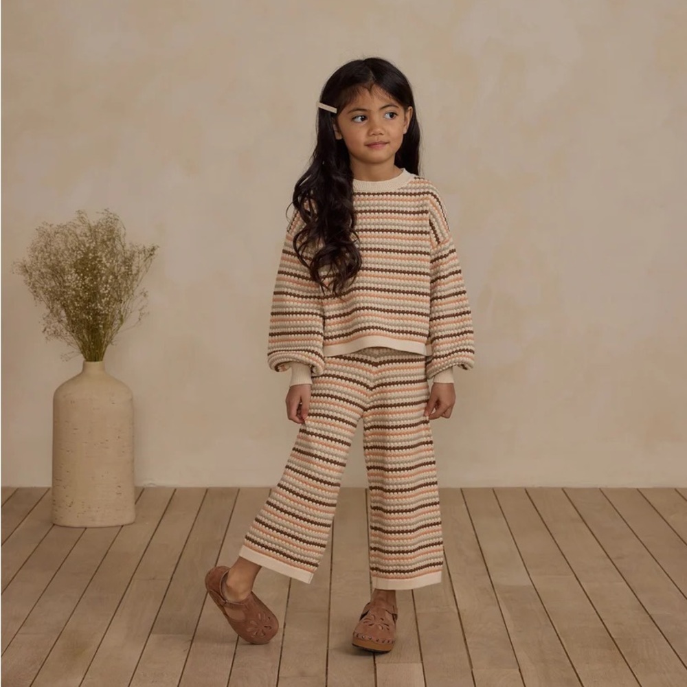 Rylee + Cru Knit Wide Leg Pant in Honeycomb Stripe